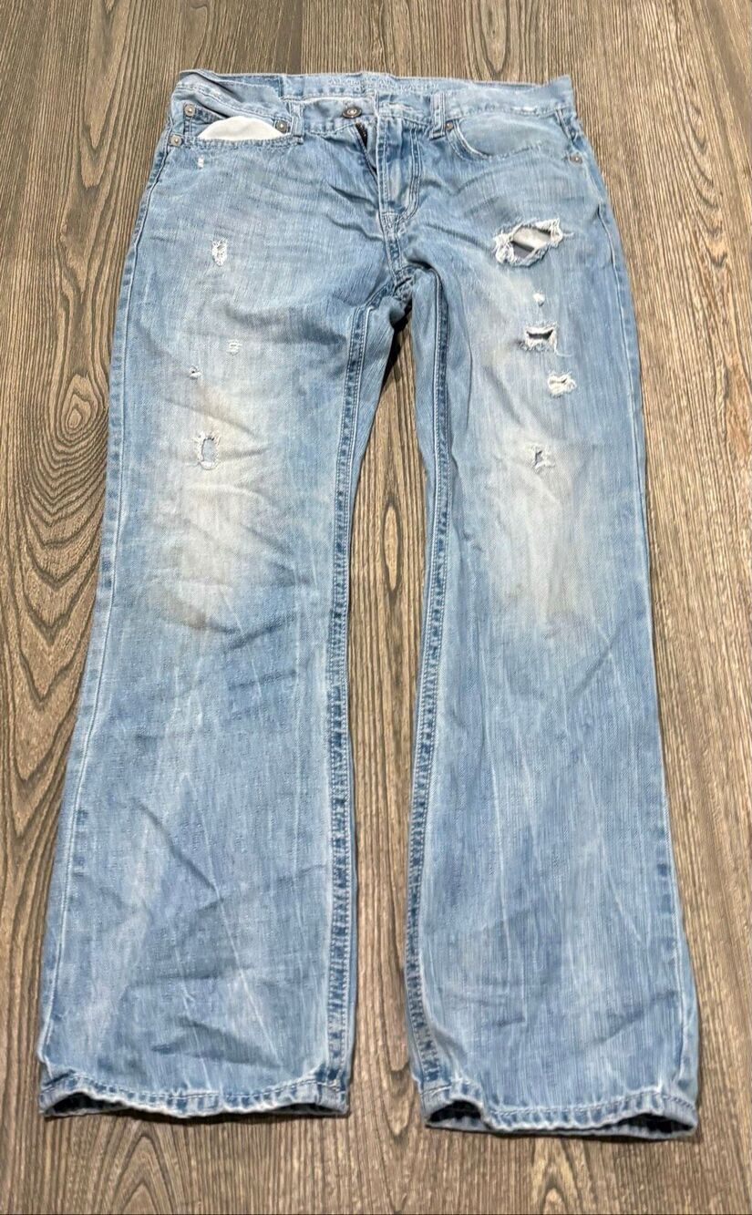 American Eagle Outfitters Mens Distressed Original Bootcut Jeans Blue Size 31/32